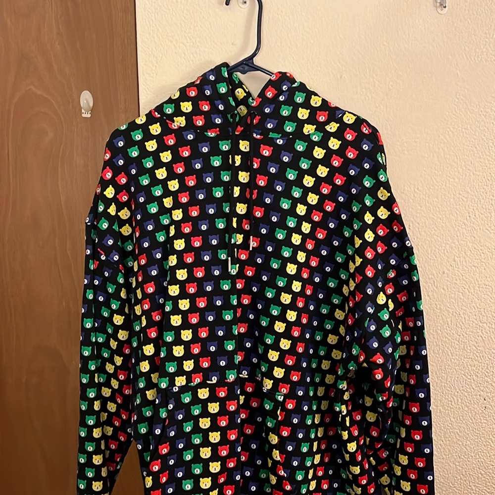 Teddy Fresh- Ted All Over Rainbow & Black Hoodie Unisex size L